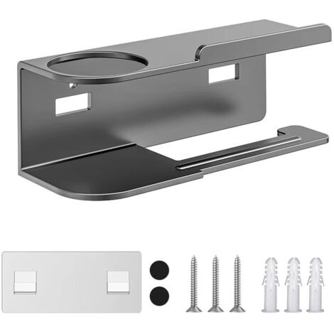 Dévidoir de papier toilette, support mural pour essuie-tout, support mural pour papier toilette, sans perforation, accessoires de salle de bain, gris