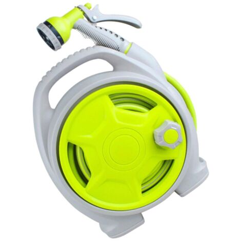 Dévidoir de tuyau d'arrosage portable, avec pistolet multifonction, pour jardin et lavage voiture