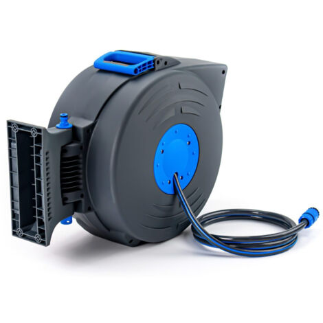 Dévidoir mural automatique 20m – Tuyau de 13mm avec 2 connecteurs – Installation facile avec kit de fixation – Pour espaces extérieurs