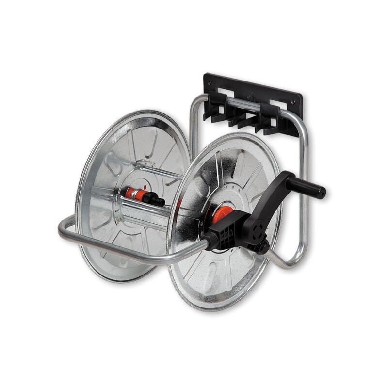 Dévidoir mural métallique pour tuyau d'arrosage 1/2'' 50m 3/4' 35m