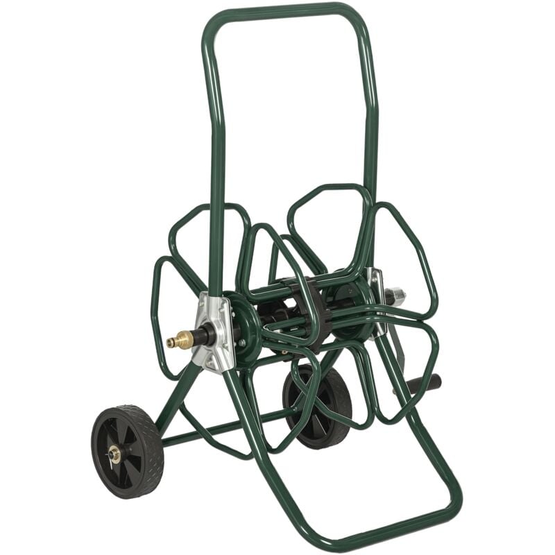 Dévidoir sur 2 roues 30 m - dévidoir métal - dévidoir chariot - enrouleur tuyau d'arrosage - métal vert