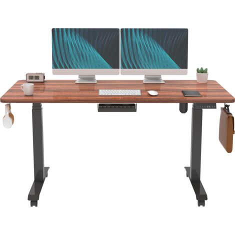 Devoko 160 x 80 cm Höhenverstellbarer Elektrisch Der 3-stufige Schreibtisch Walnuss