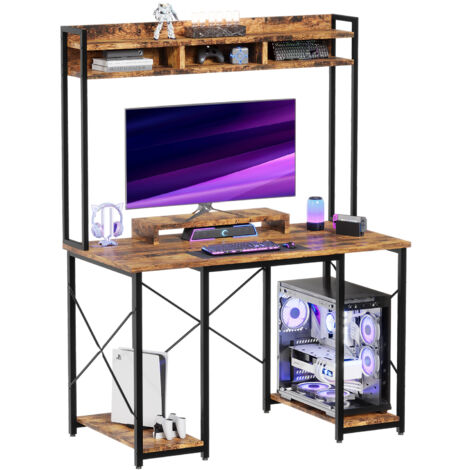 Devoko – Bureau d'angle noir 120 cm – Panneaux haute qualité – Surface étanche et facile à nettoyer – Support d'ordinateur ajustable