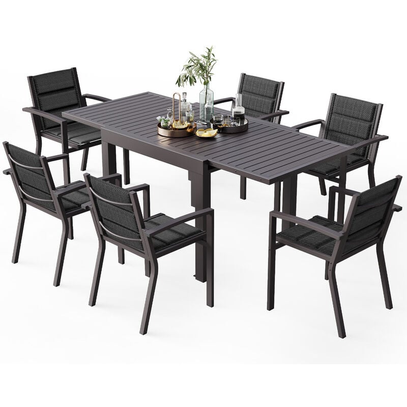 Table de jardin extensible, aluminium, 80-160 x 80 x 75 cm brun - Devoko