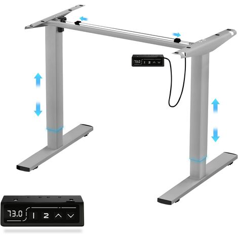 Devoko – Cadre bureau assis debout réglable – Hauteur 71-121 cm – Charge 80 kg – Panneau avec 3 claviers à mémoire – Acier robuste gris