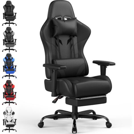 Devoko Chaise de Gaming avec Accoudoirs Réglables, Chaise de Bureau Érgonomique avec Repose-Pieds, Chaise Gamer avec Capacité de Charge 150 kg, Noir