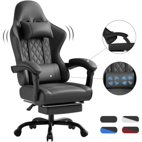 Devoko Chaise Gaming Ergonomique avec Massage Lombaire Intégré, Noir