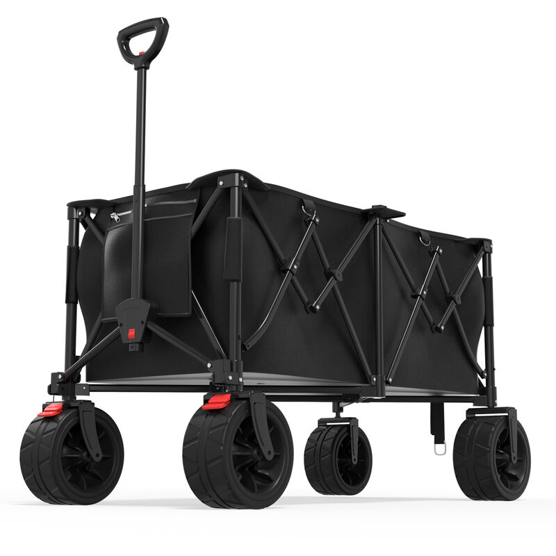 Devoko - Chariot à roulettes de transport jardin pliable Bâche amovible Chariot d'outillage - noir