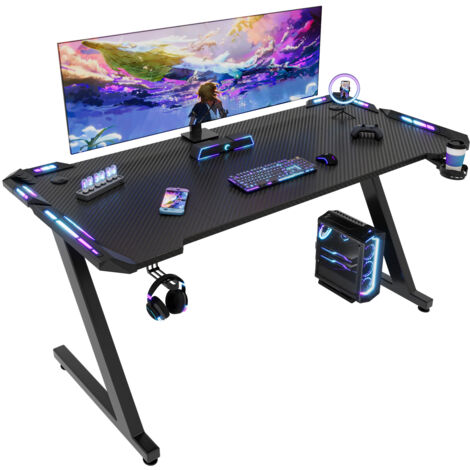 Devoko Fibre de carbone cool lampe photosport table avec support casque et porte - gobelet 140cm noir