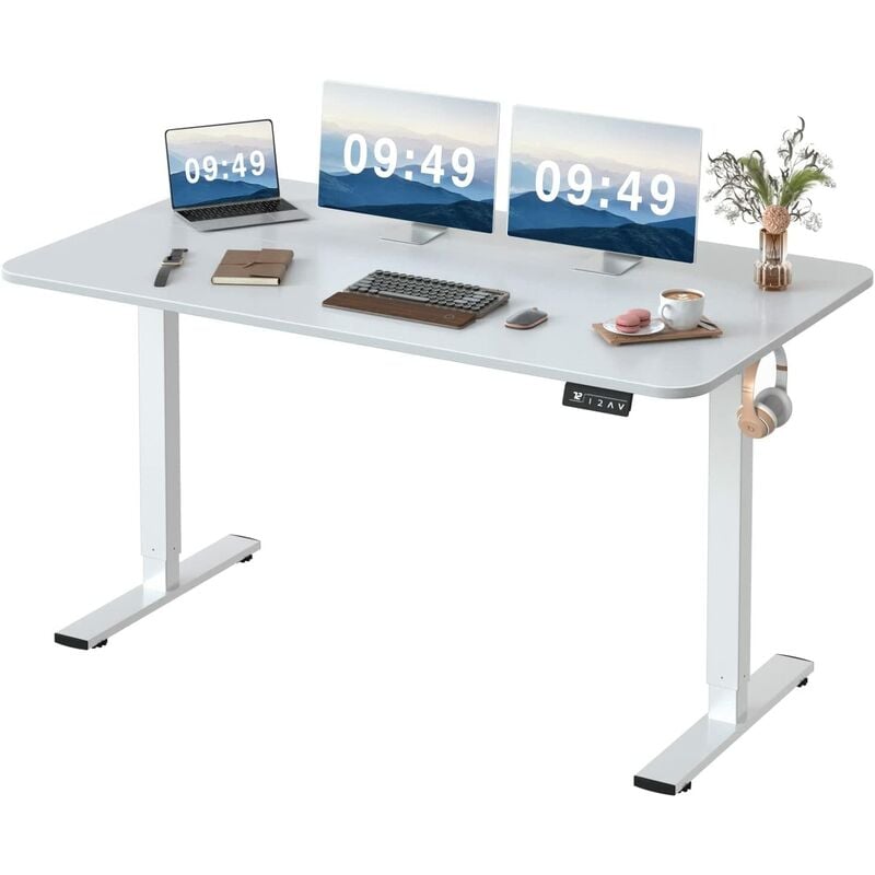 Height-adjustable Standing Desk with Electric Motor, Computer Desk, Intelligent Memory Height,Collision Protection,160 cm,White - white