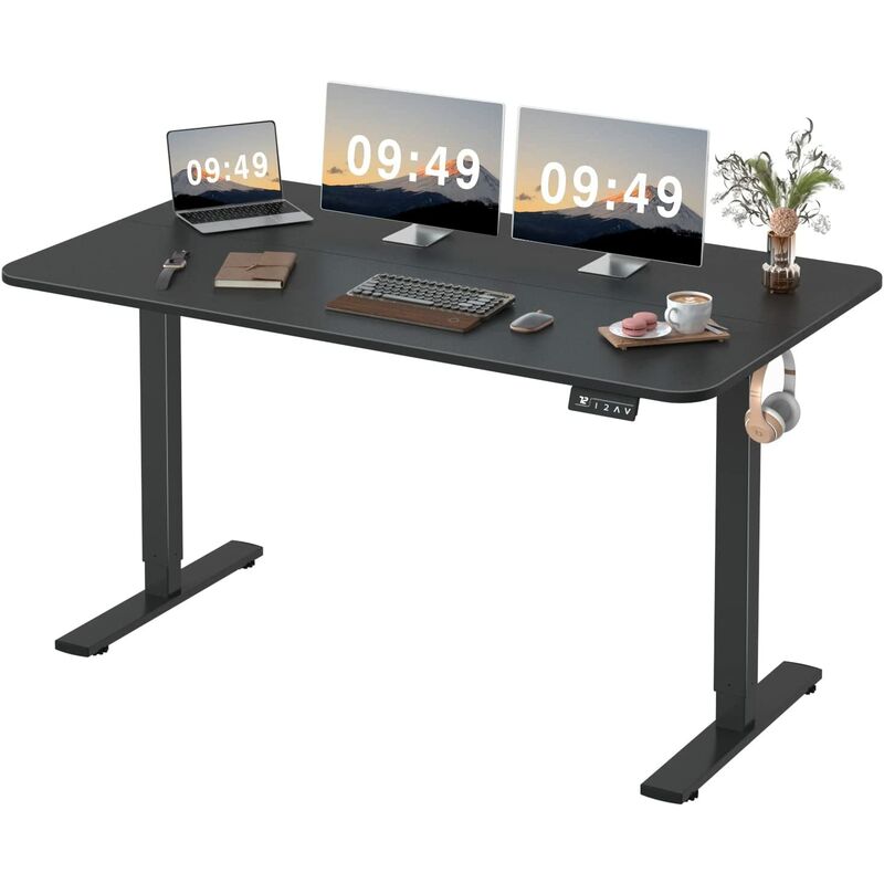 Height-adjustable Standing Desk with Electric Motor, Computer Desk, Intelligent Memory Height,Collision Protection,160 cm,Black - Black