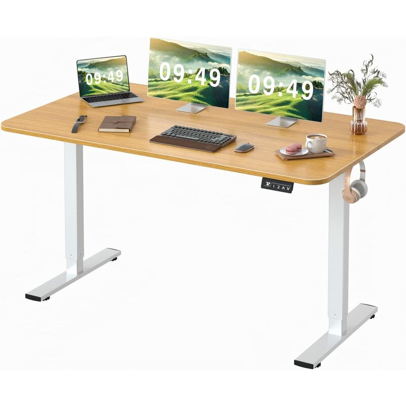 Height-adjustable Standing Desk with Electric Motor, Computer Desk, Intelligent Memory Height,Collision Protection,160 cm,Beige