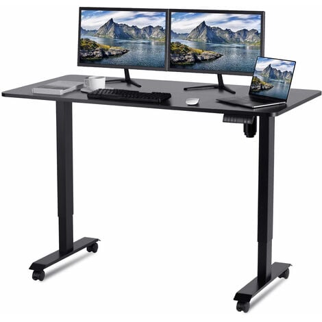 Devoko Höhenverstellbarer Schreibtisch (160x80 cm) - Schreibtisch Höhenverstellbar Elektrisch Touchscreen,mit Rollen,Spleißbrett,Schwarze