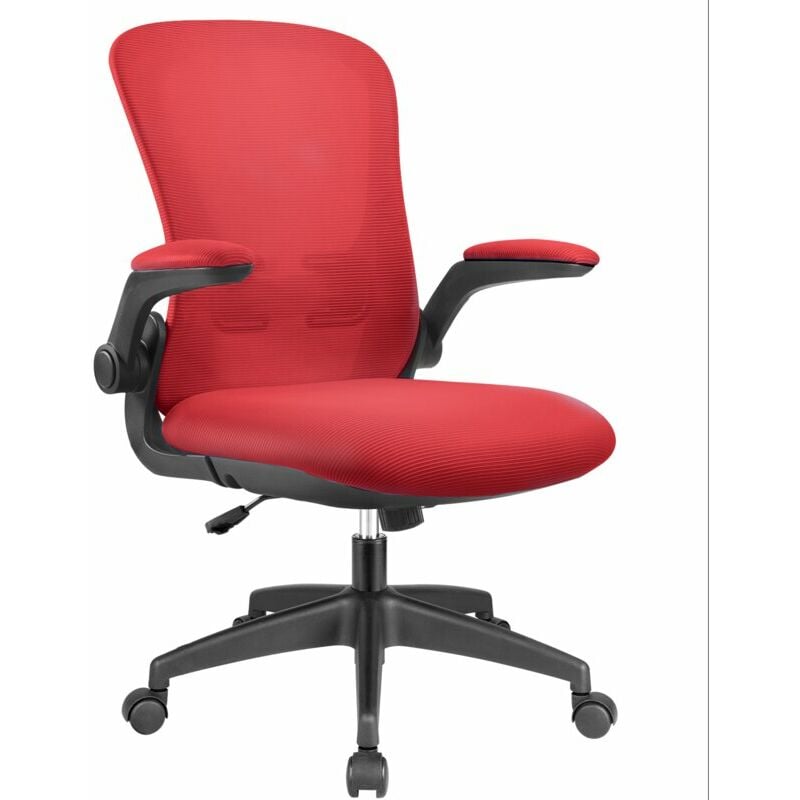 Devoko - Office Chair, Ergonomic Desk Chair, Adjustable Executive Armrests with Lumbar Support, Mesh Swivel Chair for Home Office, Red - Red