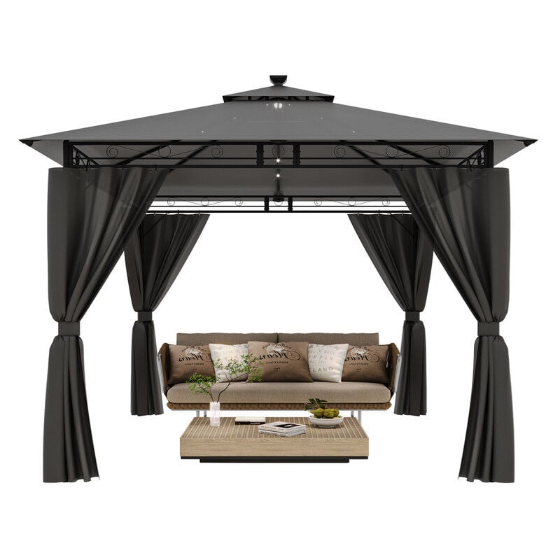 Devoko - Tonnelle de Jardin Pop Up Imperméable, Tonnelle de Jardin, Protection Solaire Festive, Protection uv 50+, Tonnelle de Toit Double Étanche,