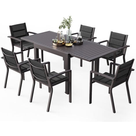 Devoko Table de jardin extensible, aluminium, 80-160 x 80 x 75 cm brun