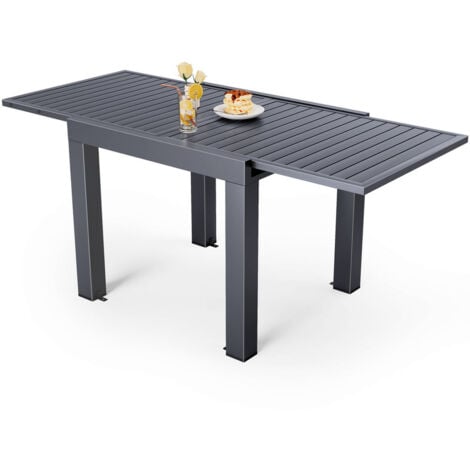 Devoko Table de jardin extensible, aluminium, 80-160 x 80 x 75 cm gris foncé