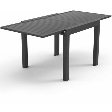 Devoko Table de jardin extensible, aluminium, 81-163 x 81 x 75 cm gris foncé