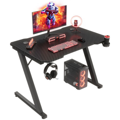 Devoko – Table de jeu 80-180 cm x 60 cm – Fibre de carbone – Pieds en T pour stabilité – Porte-gobelet et crochets pour écouteurs