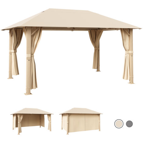 Devoko Tonnelle de Jardin Pop-up étanche, Tonnelle de Jardin, Protection Solaire festive, Protection UV 50+, Tonnelle à Toit Unique, 3x4m, Marron