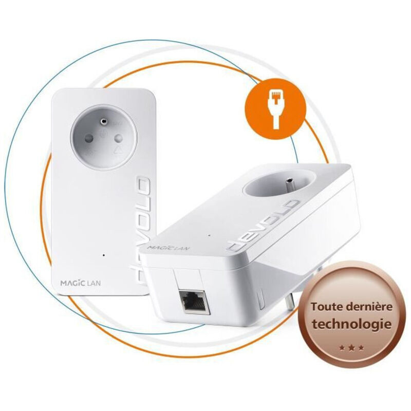 Magic 1 lan - Kit de démarrage - Pack de 2 adaptateurs cpl 1200 Mbps avec port Gigabit Ethernet - Devolo