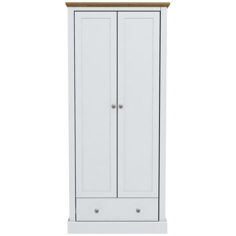 Devon 2 Door Wardrobe - Particle Board - L56 x W79.7 x H181.5 cm - White