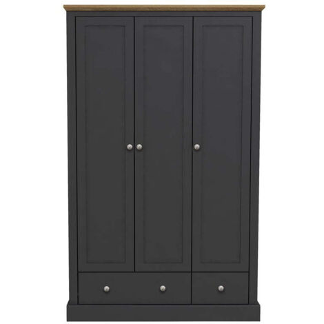 Devon 3 Door 2 Drawer Wardrobe - Particle Board - L57.7 x W112.9 x H181.6 cm - Charcoal