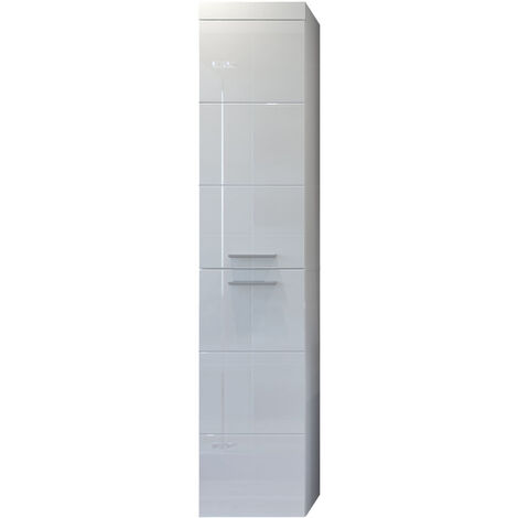Devon Armoire haute pour salle de bain, 2 portes, blanc, blanc brillant.