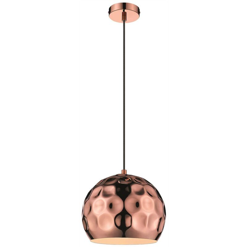 1 Light Small Dome Ceiling Pendant Black, Copper, E27 - Spring Lighting