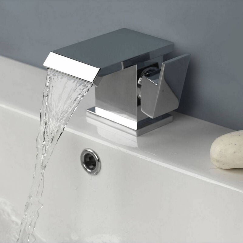 Devon Waterfall Bath Filler Mixer and Basin Tap with Waste Chrome