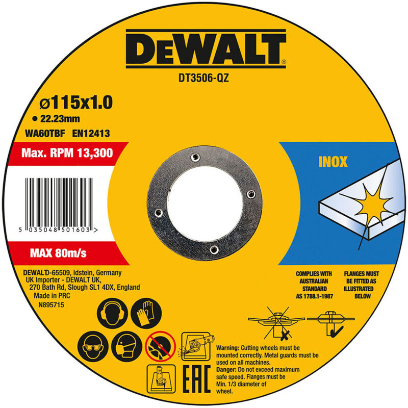 DeWALT 10 x Disque à tronçonner 115 mm x 1.0 mm DT3506 QZ