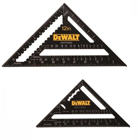 Dewalt 12 + 7 Inch Roofers Rafter Layout Squares DHT046032 DWHT46032-0 DHT046031