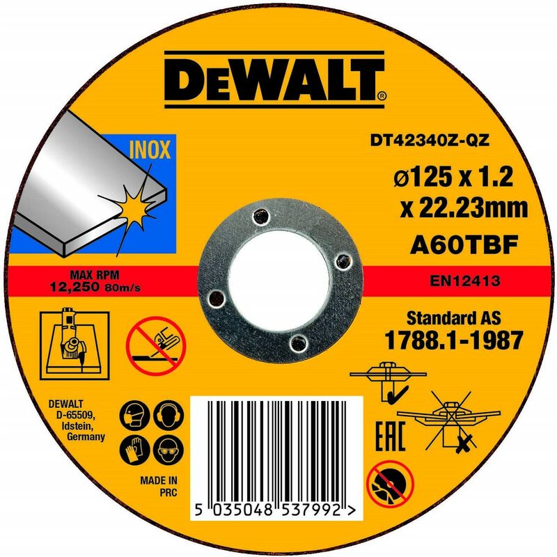 Dewalt - 125mm 5.5' 1.2mm Thin INOX Metal Cutting Disc 22mm Bore Flat Disc
