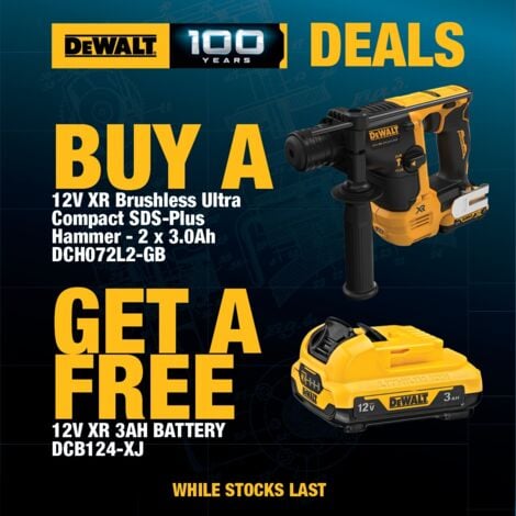 Dewalt 12v XR DCH072L2 Brushless SDS Compact Hammer + Charger + 3 x 3Ah Tstak
