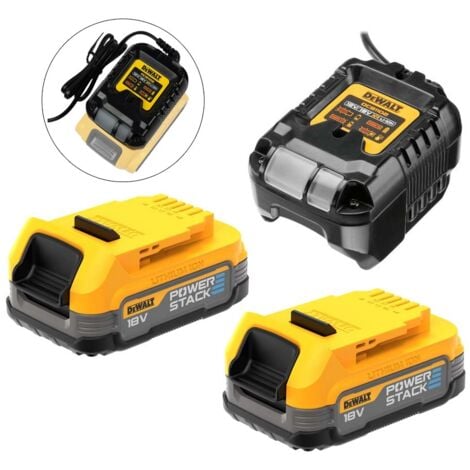 DeWalt 18v Compact Powerstack Battery & Charger Starter Set DCB112 + 2 x DCBP034