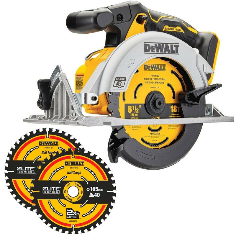 18v DCS565N xr Brushless Compact 165mm Circular Saw Bare Tool + 2x Blades - Dewalt
