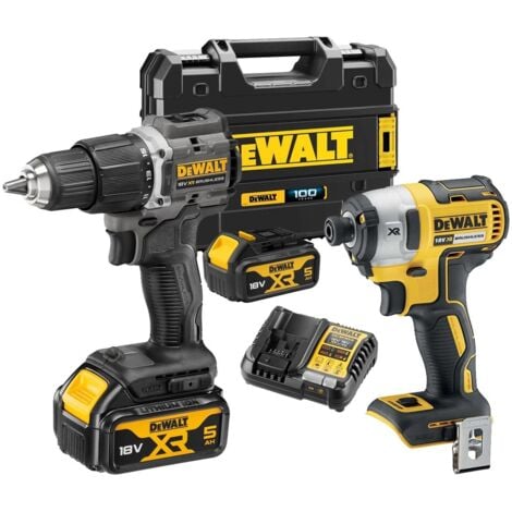 Dewalt 18v XR Brushless Twin Pack - Compact Combi Hammer Drill + DCF850N Impact