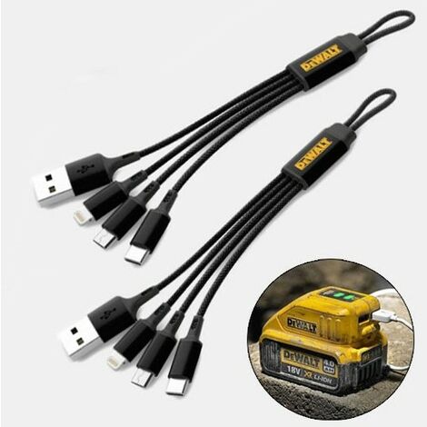 Dewalt 3 in 1 Multi Head USB Charger Cable iPhone Android Charging Lead X 2