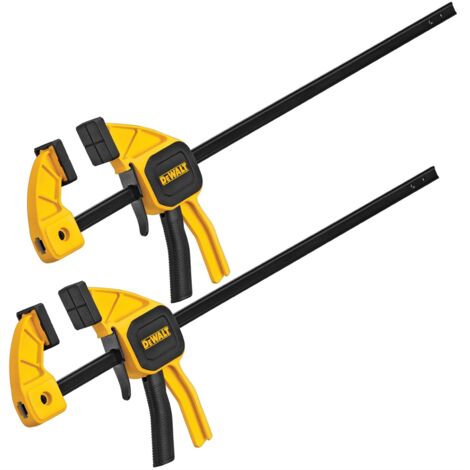 Dewalt 300mm Medium Trigger Clamps Pair 30cm 12"" 90kg Force - One Handed Clamp