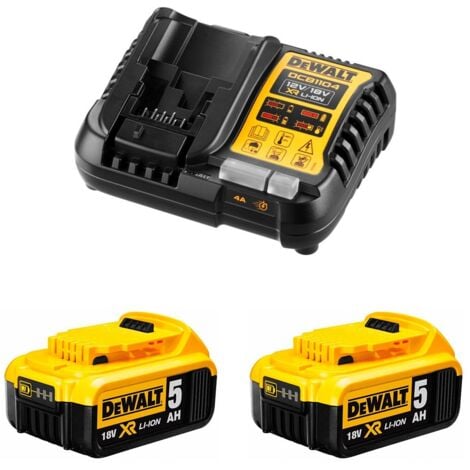 DEWALT 5596X1104 - Kit 2 baterías DEWALT 5,0 Ah XR 18 y cargador rápido XR