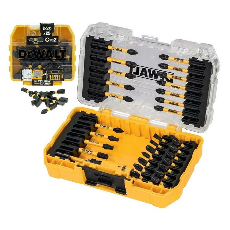 56 Piece flextorq 50mm Long Screwdriver Bit Set + Tough Case TStak Caddy - Dewalt