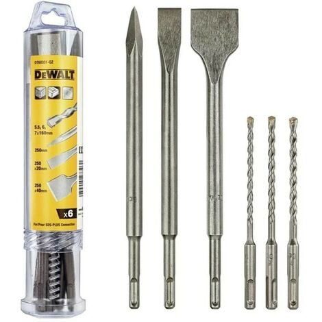 Dewalt 6 Piece SDS+ Flat Chisels + Point + Drill Bit Set SDS PLUS XMS22SDS6PC