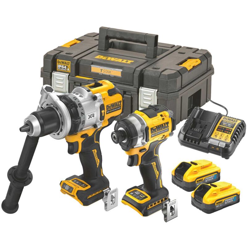 DCK2200H2T QW DCD1007 Perceuse visseuse a percussion + DCF860 Visseuse à Chocs 2X5.0Ah Batterie PowerStack + chargeur en t stak Dewalt
