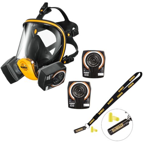 Dewalt A2P3 Full Face Large Dust Mask Respirator + Filters + Ear Plugs