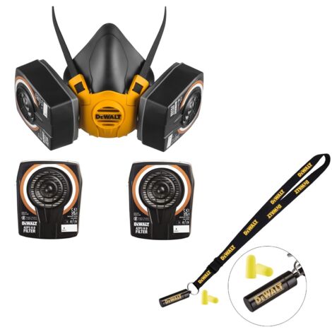 Dewalt A2P3 Medium Half Mask Respirator Face Mask + A2P3 Filters + Ear Plugs