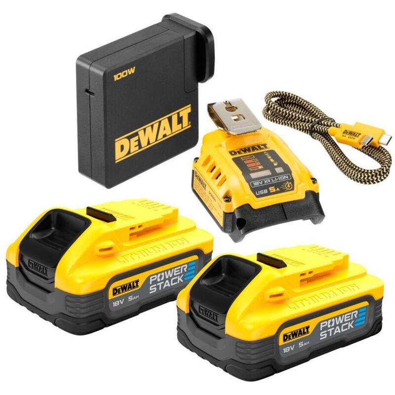 Dewalt - Accessoires - Ensemble adaptateur usb et 2 batteries 5,0 Ah DCB094H2