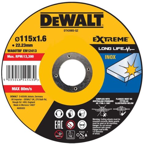 DeWALT Accessoires - Lame circulaire pour acier inoxydable 115x22,23 mm DT43905