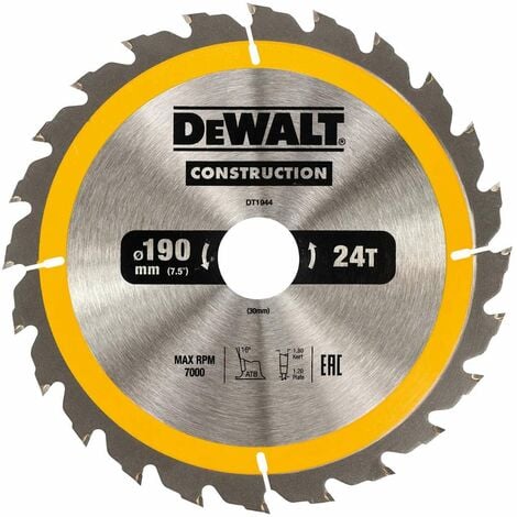 DeWALT Accessoires - Lame de scie circulaire 190 x 30 mm, 24 dents DT1944