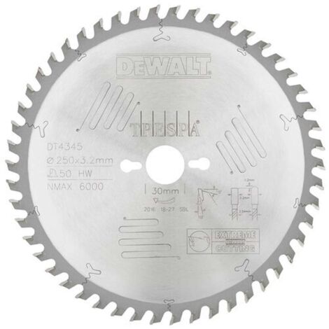 DeWALT Accessoires - Lame de scie circulaire 250x30 mm, 50 dents DT4345