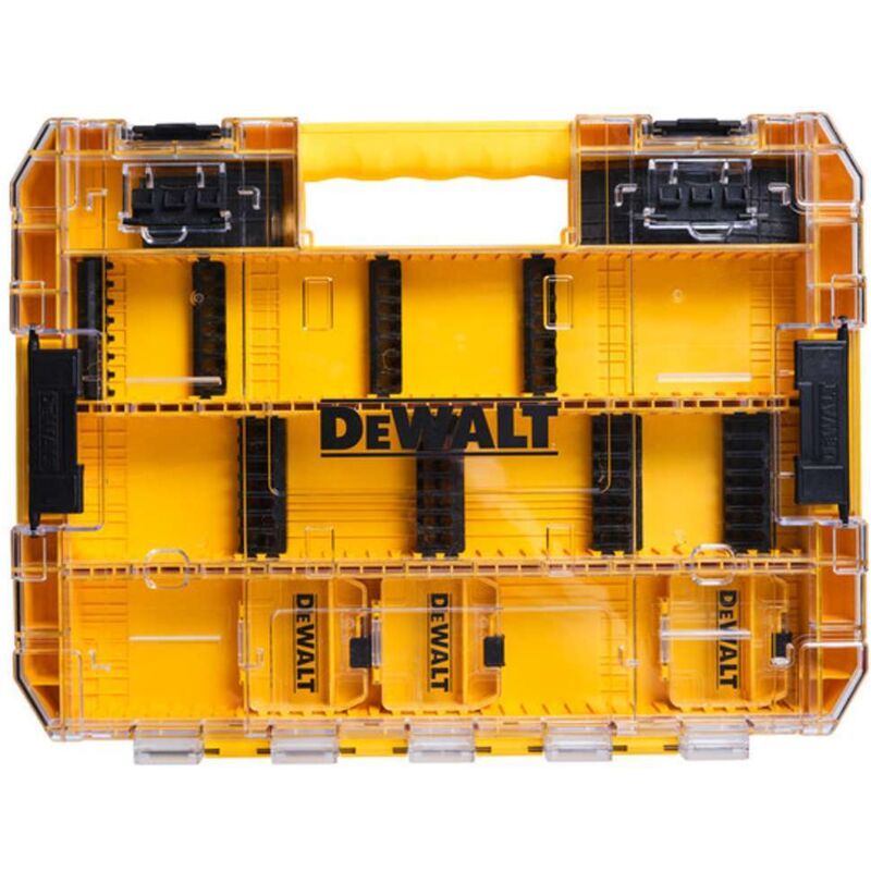 Dewalt – Organisateur Tough Case grand – Boîte de rangement pour outils – 3 petits étuis – 6 séparations – 4 porte embouts 25mm – DT70804